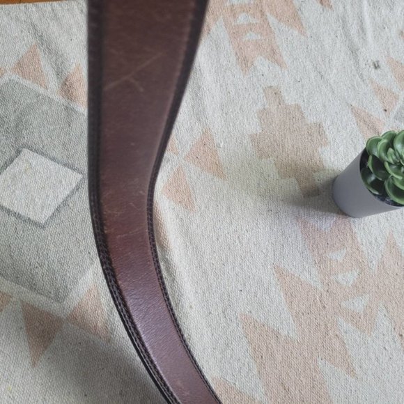 Columbia Double Stitch Brass Buckle Brown Leather Belt Men's 40 - Picture 7 of 8